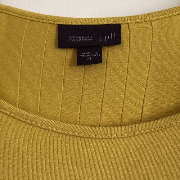 J. Jill Mustard Yellow Long Sleeve Tunic Top XL Pleated Back Stretch Blouse - Picture 5 of 9